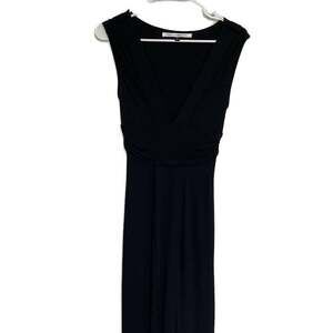 Diane von Furstenberg‎ DVF Black Sleeveless Midi Dress Ruched Waist Cocktail LBD
